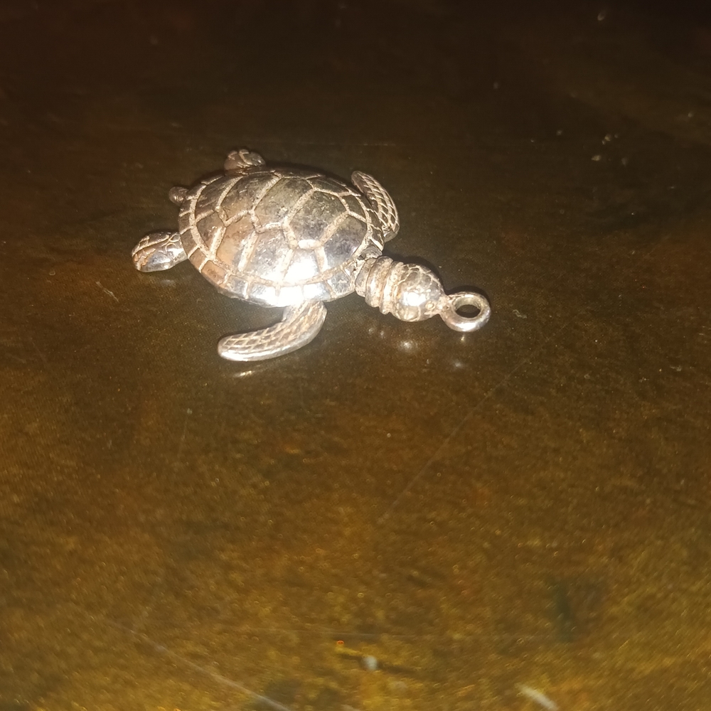 Sterling Silver Turtle Reptile Pendant